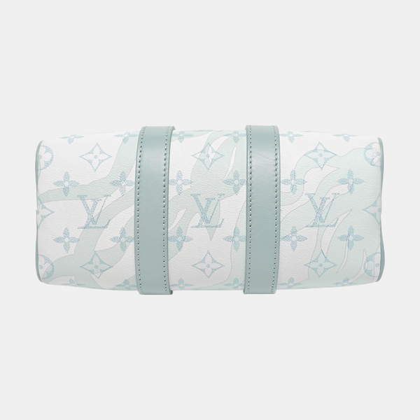 KEEPALL 25 Monogram Coated Canvas Blue