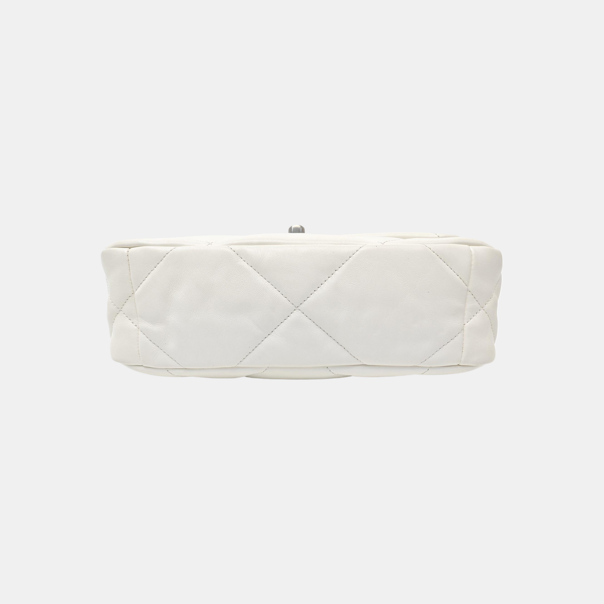 CHANEL 19 Small Quilted Lambskin White