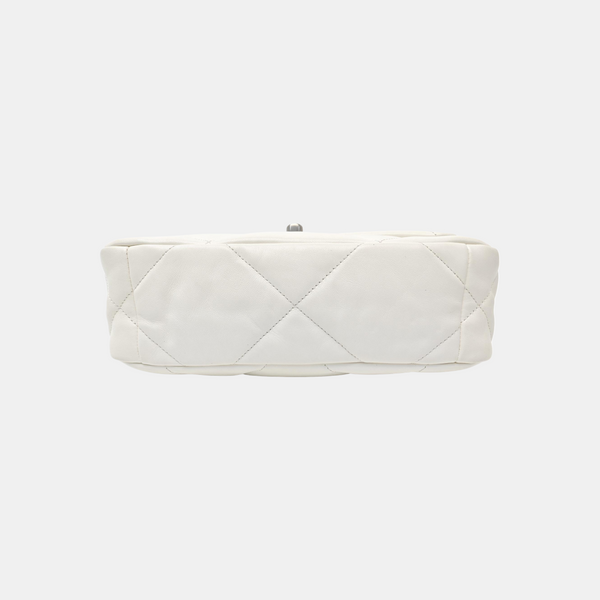 CHANEL 19 Small Quilted Lambskin White