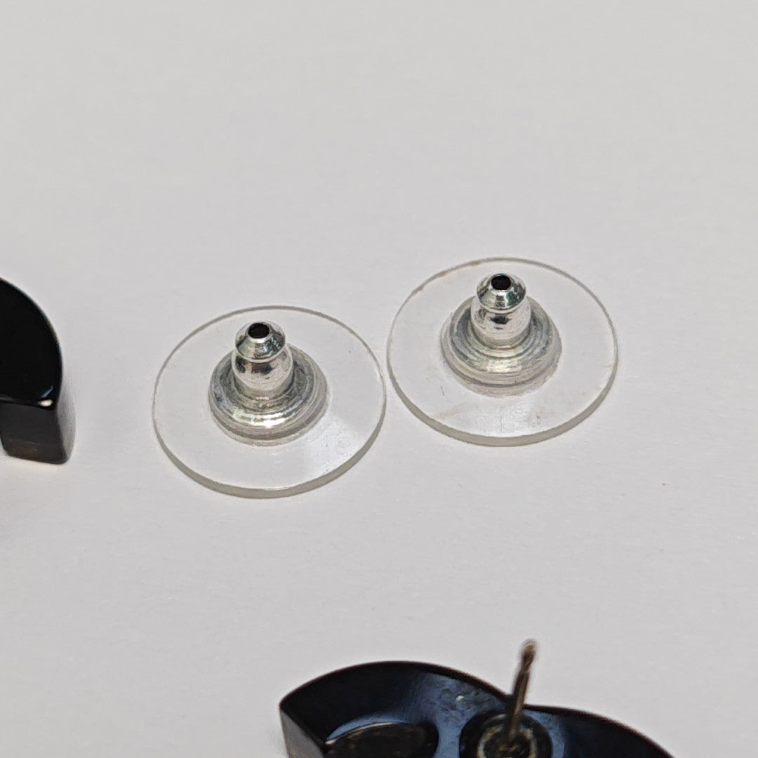 CC Logo Synthetic Material Black Stud Earrings