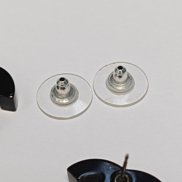 CC Logo Synthetic Material Black Stud Earrings