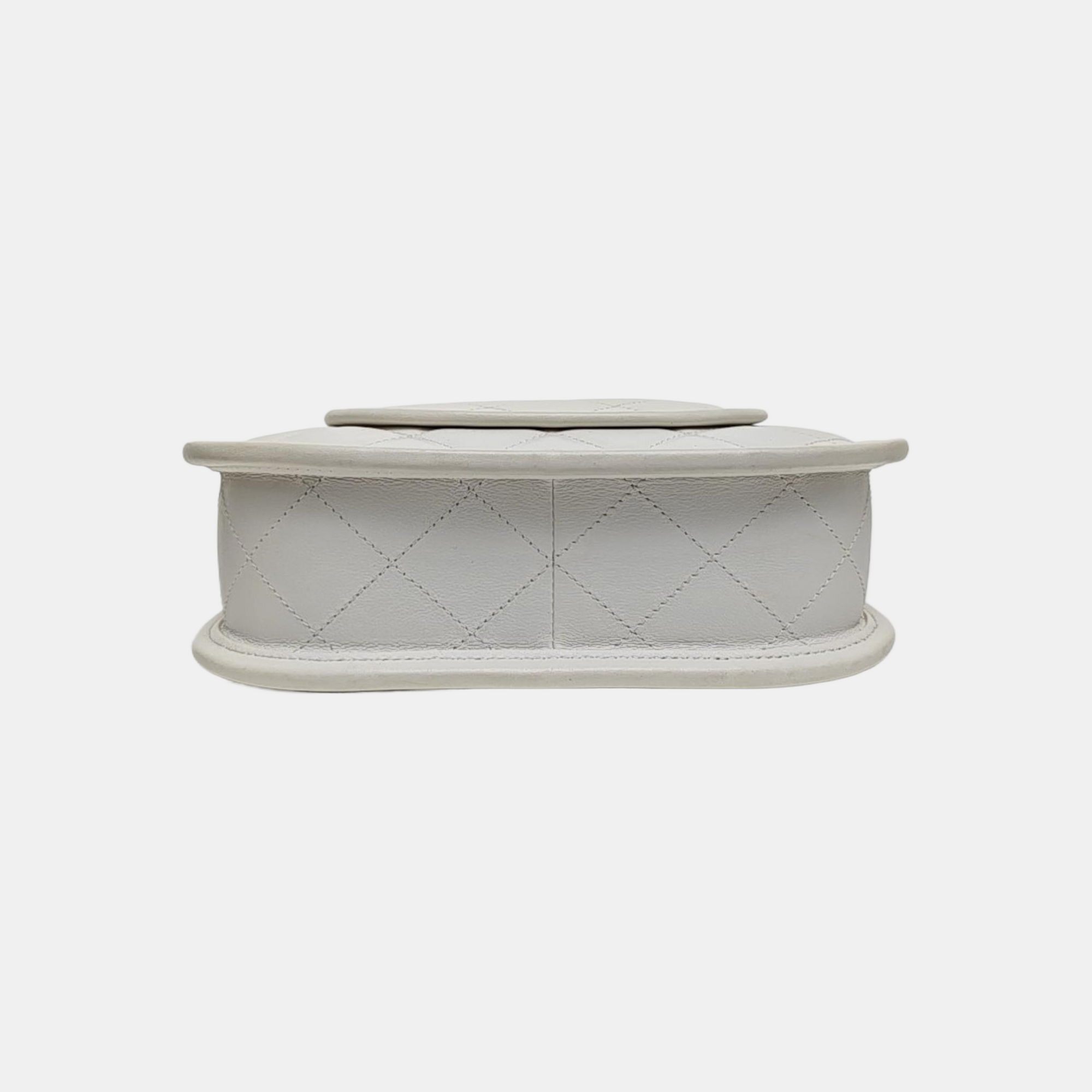 Quilted Calfskin Shoulder Bag Small White