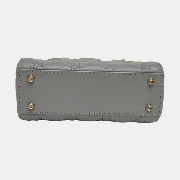 Lady Dior Mini Cannage Lambskin Gray
