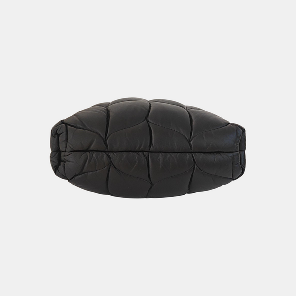 Quilted Leather Top Handle Bag Black