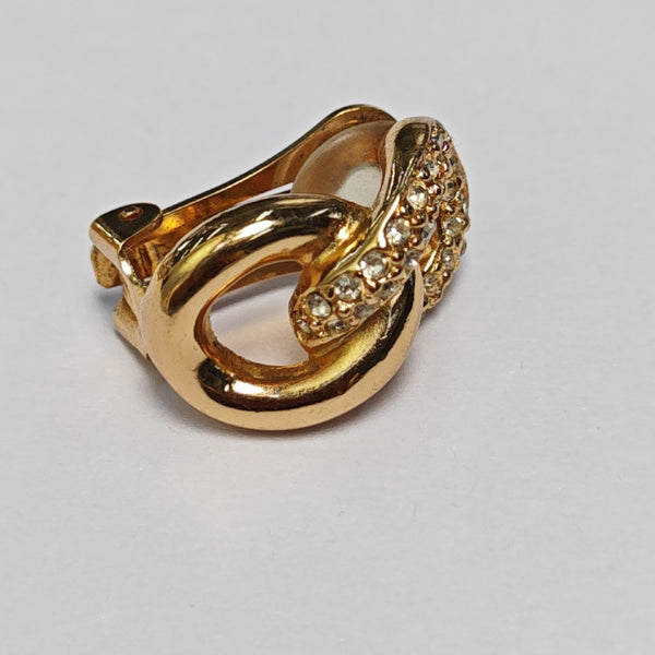 Twist Round Metal Gold Clip On Earrings