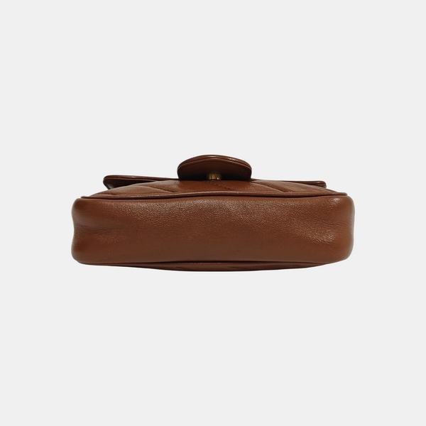 GG Marmont Mini Quilted Calfskin Brown