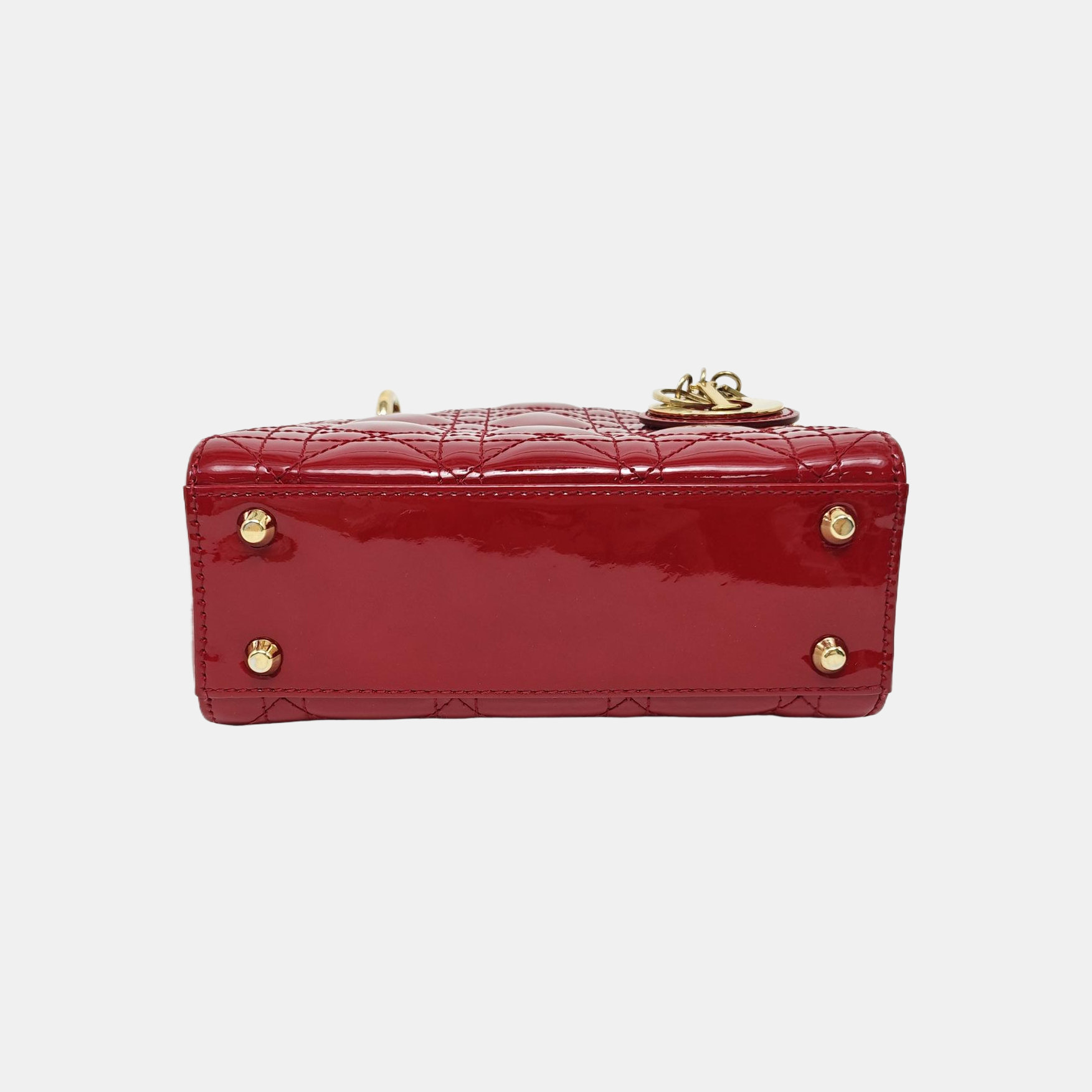 Lady Dior Mini Cannage Patent Leather Red