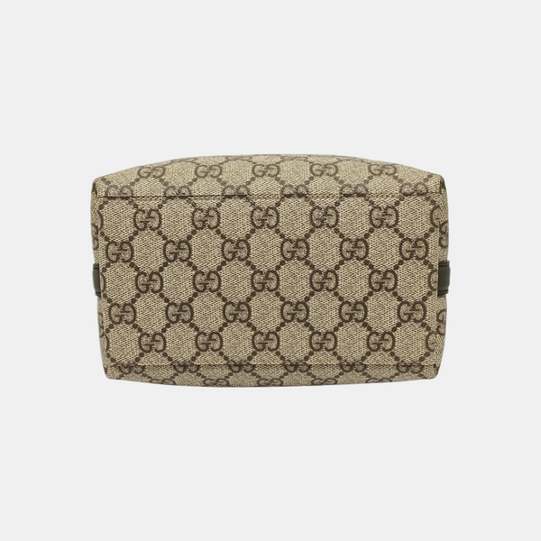 GG Emblem Small Monogram Coated Canvas Beige