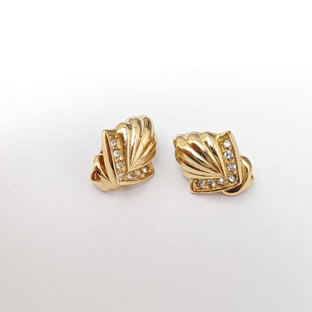 Twist Round Lab-Grown Diamond Gold Clip On Earrings