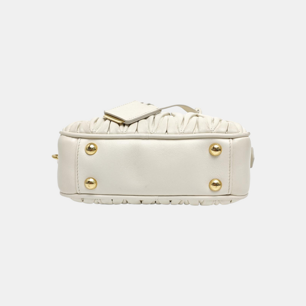 Arcadie Matelassé Mini Quilted Lambskin White