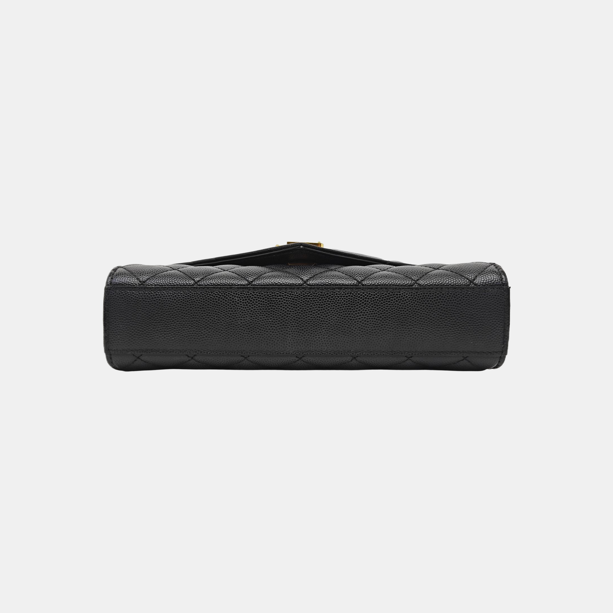 ENVELOPE Small Chevron Calfskin Black
