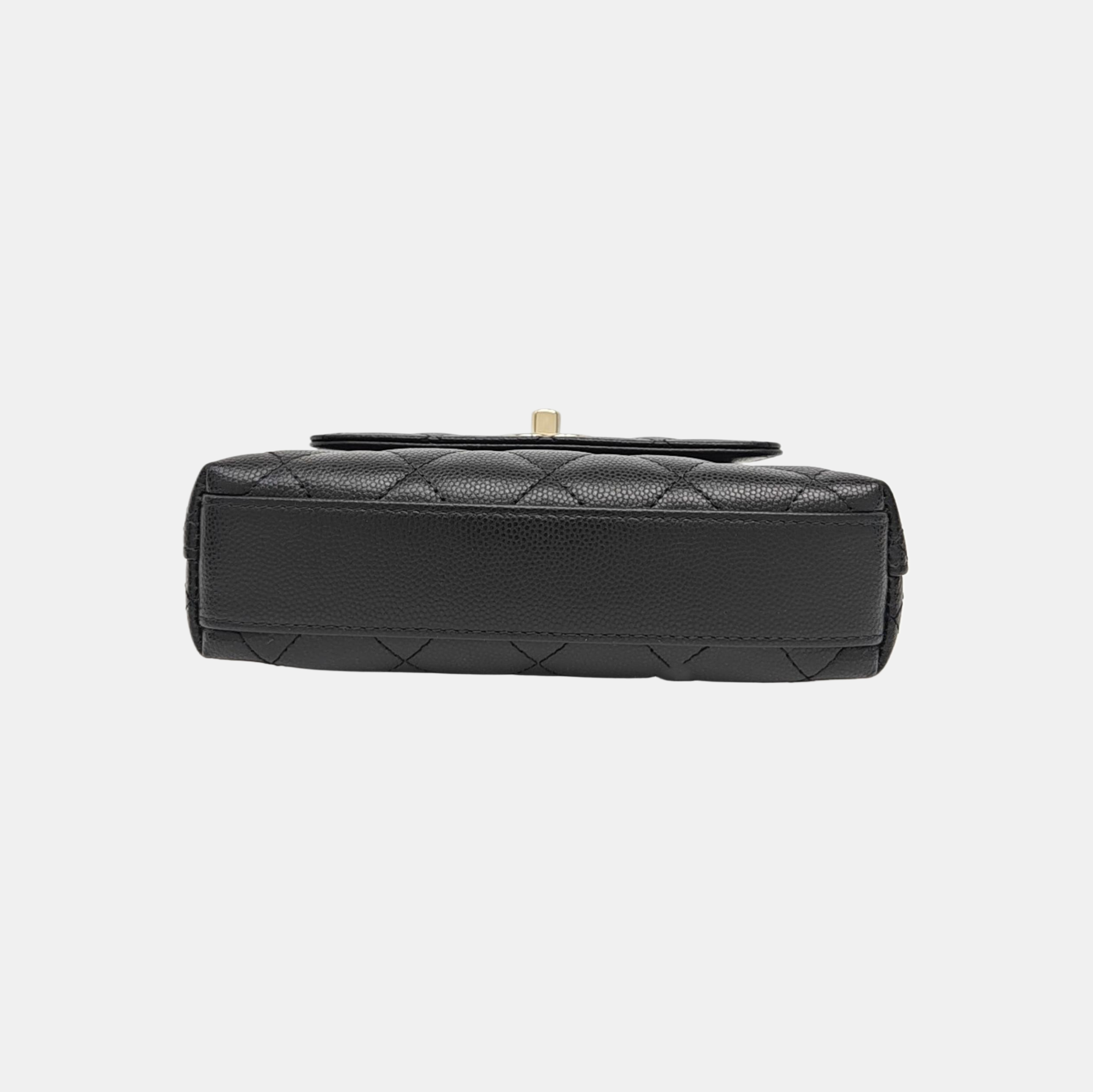 Quilted Grained Calfskin Shoulder Bag Black