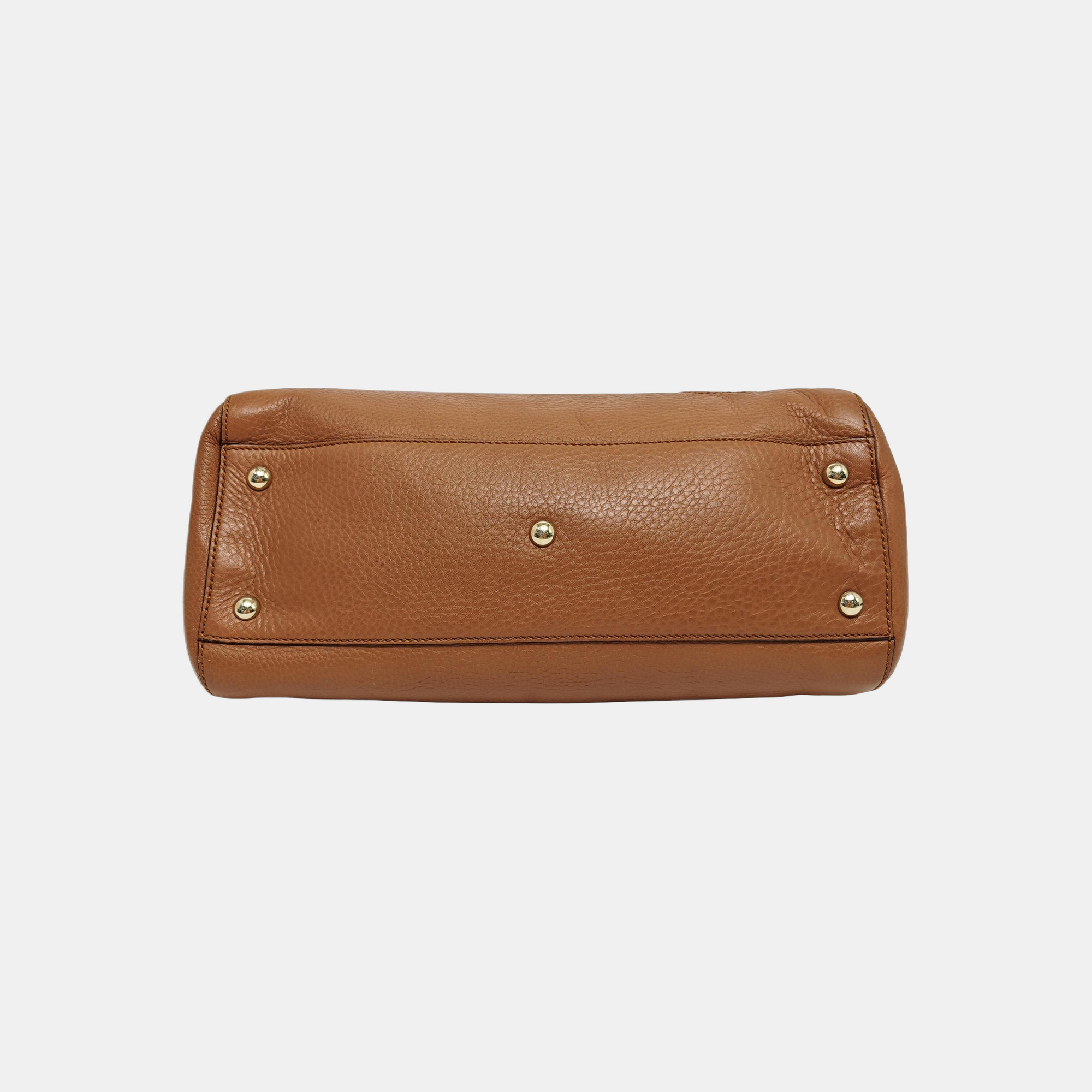 Calfskin Top Handle Bag Brown