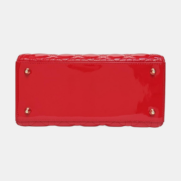 Authenticated pre-owned  Lady Dior Medium Cannage Lambskin Red - Tote Bag at Looply