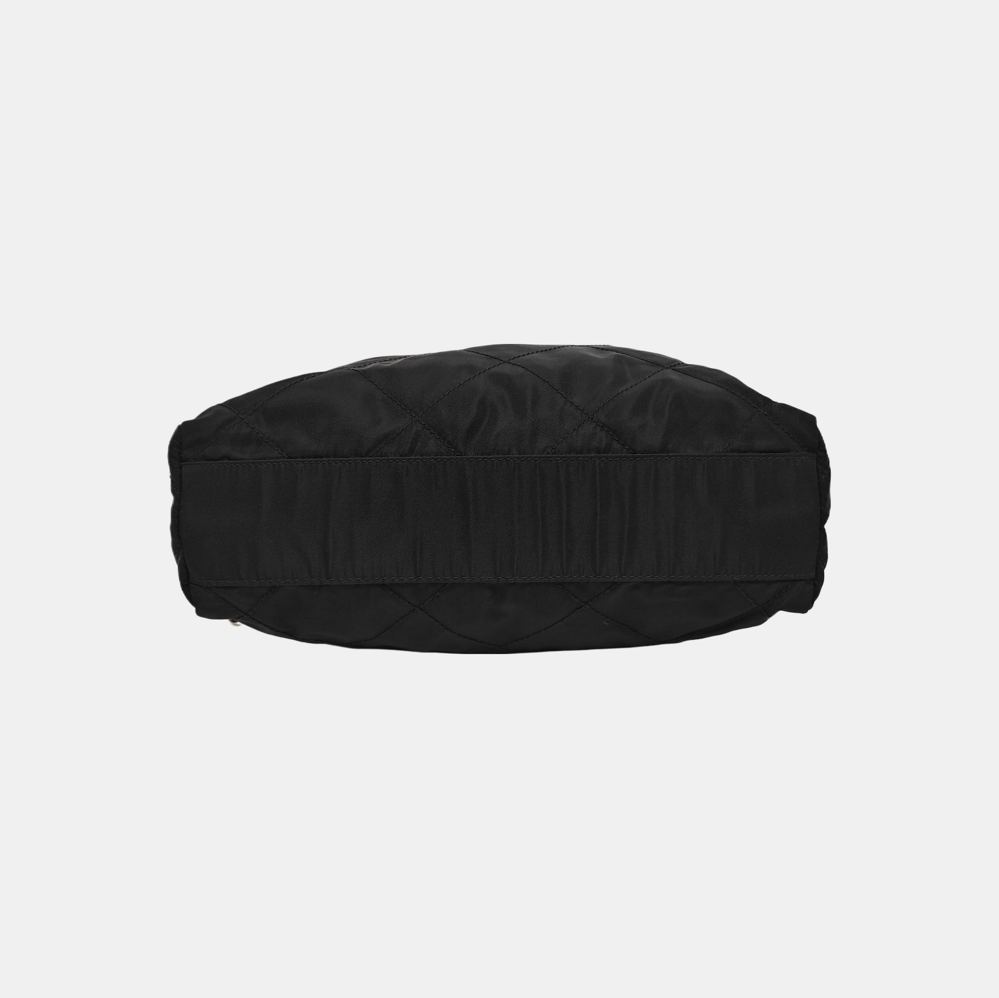 Quilted Nylon Shoulder Bag Black