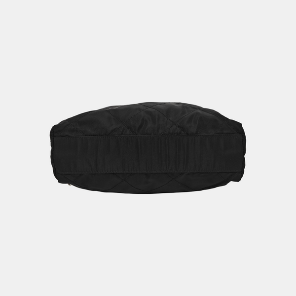 Quilted Nylon Shoulder Bag Black