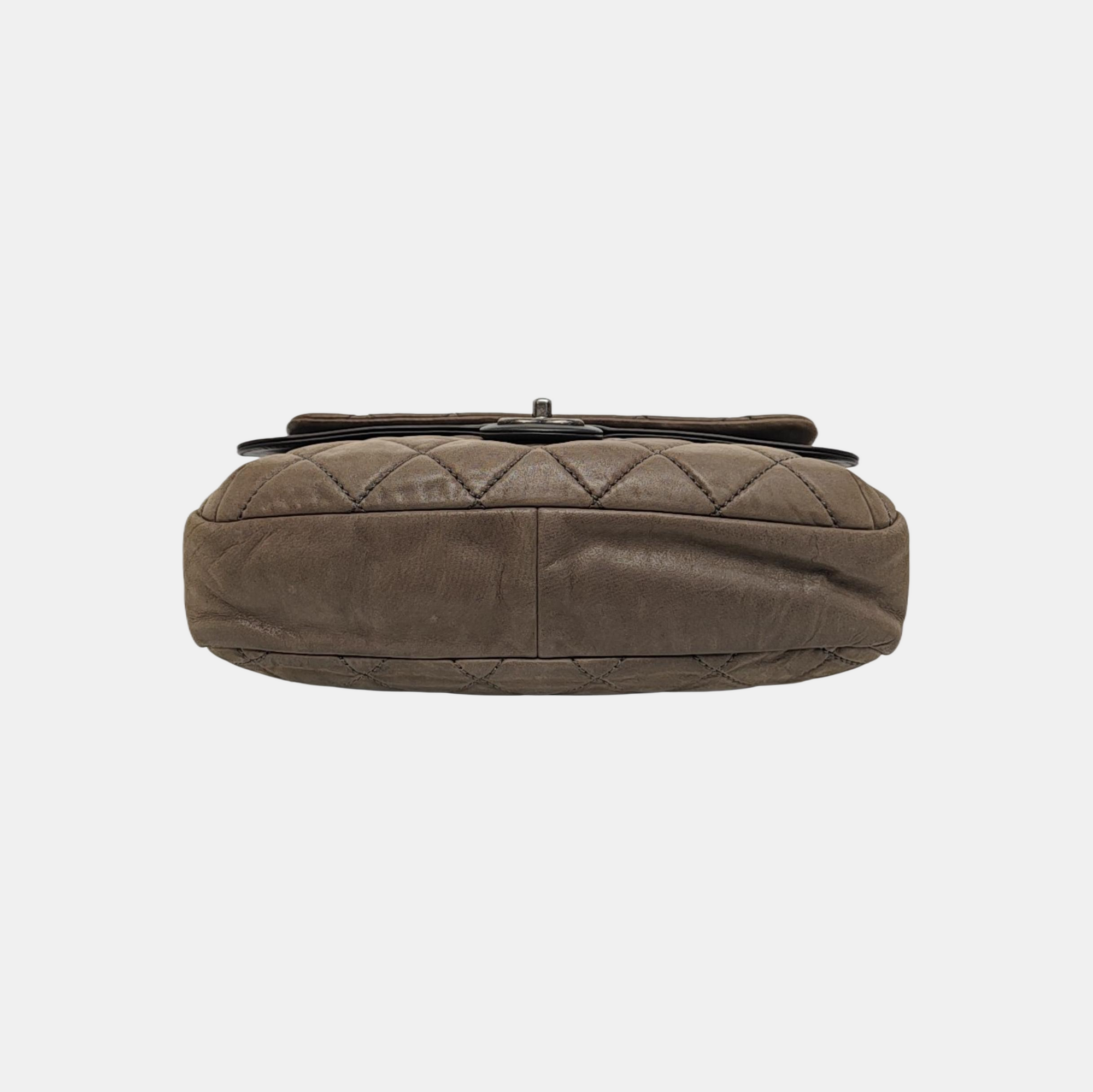 Bolso de Hombro Acolchado de Piel de Becerro Gris