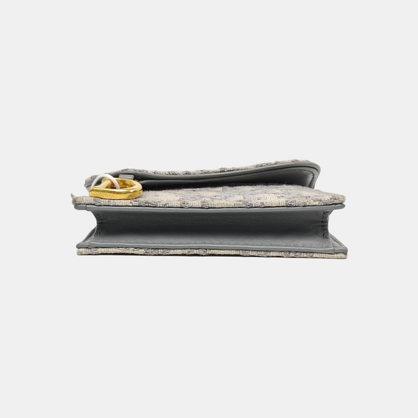 Saddle Mini Oblique Fabric Gray Card Holder