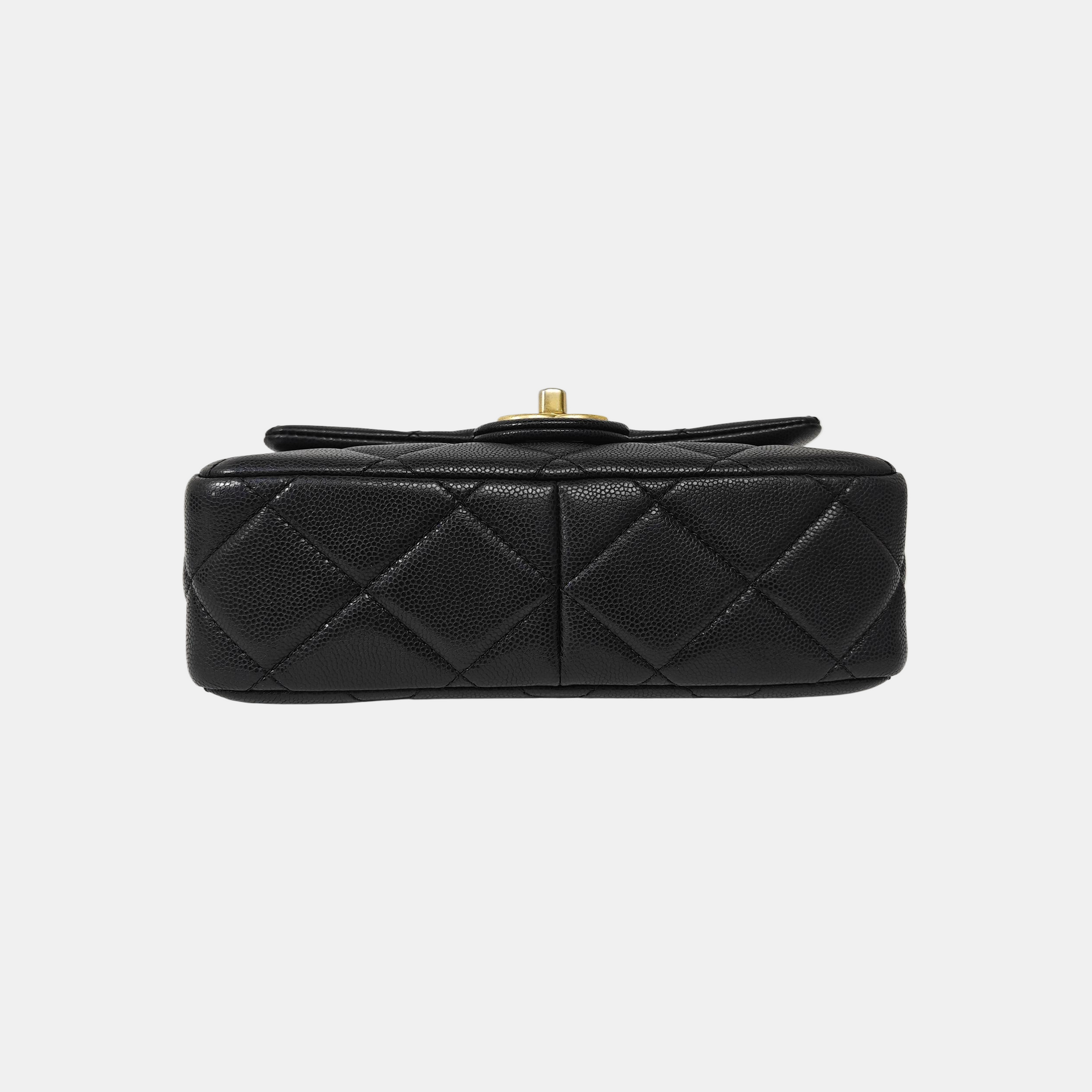 Quilted Grained Calfskin Shoulder Bag Small Black