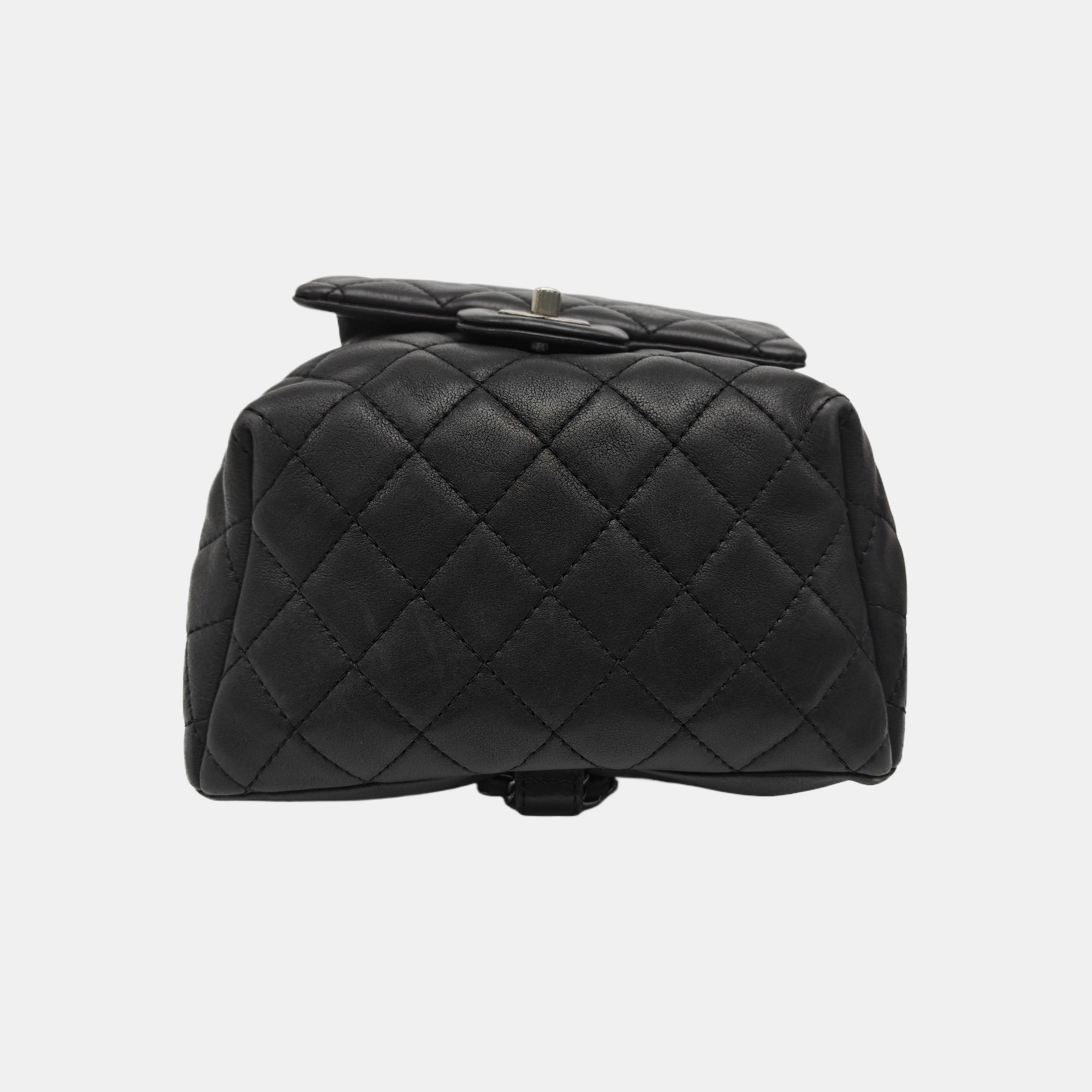 Quilted Calfskin Backpack Black