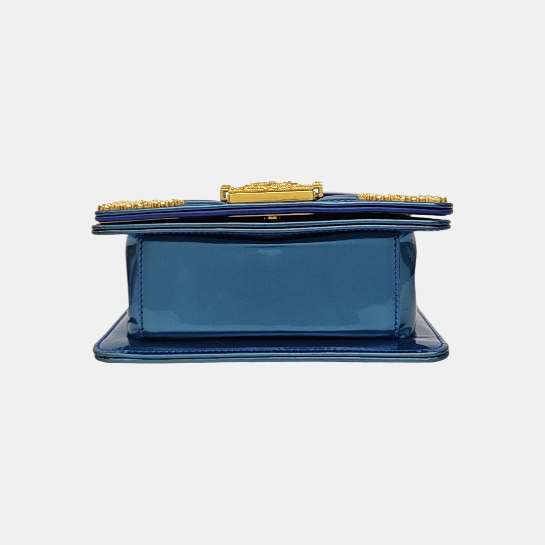 BOY CHANEL Quilted Patent Leather Blue