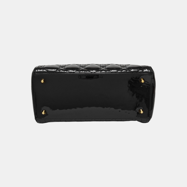Lady Dior Medium Cannage Patent Leather Black