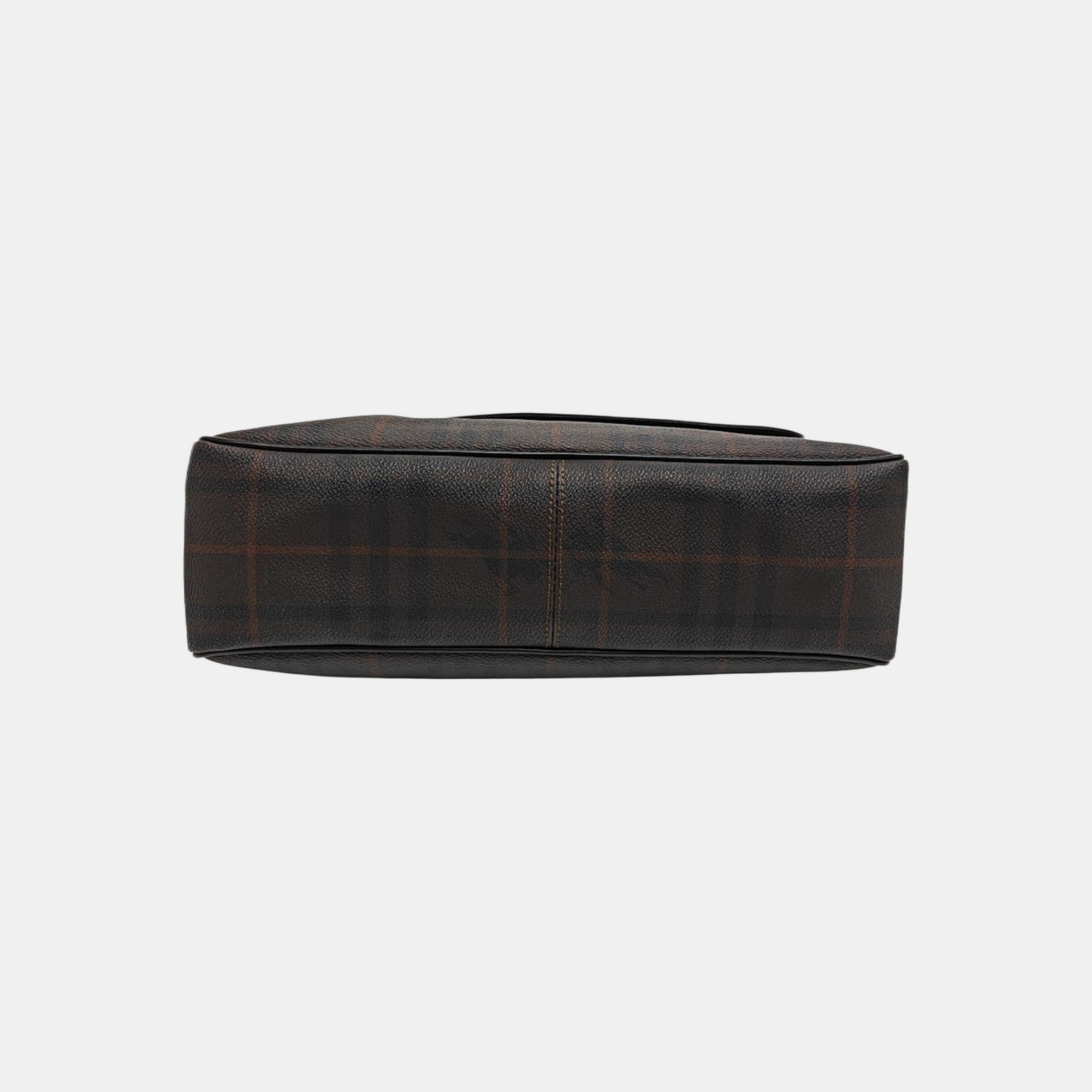 Coated Canvas Shoulder Bag Brown