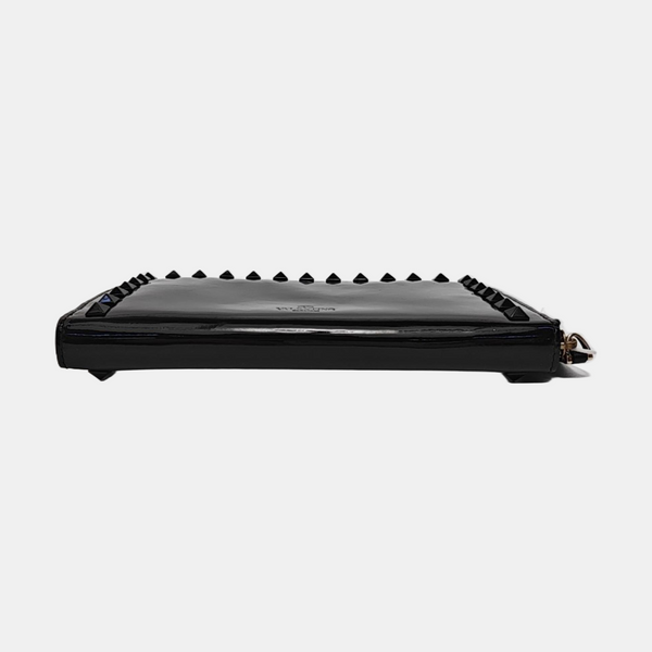 Rockstud Patent Leather Black Wallet