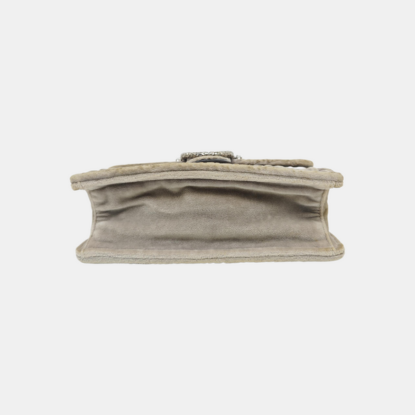 Quilted Velvet Shoulder Bag Gray