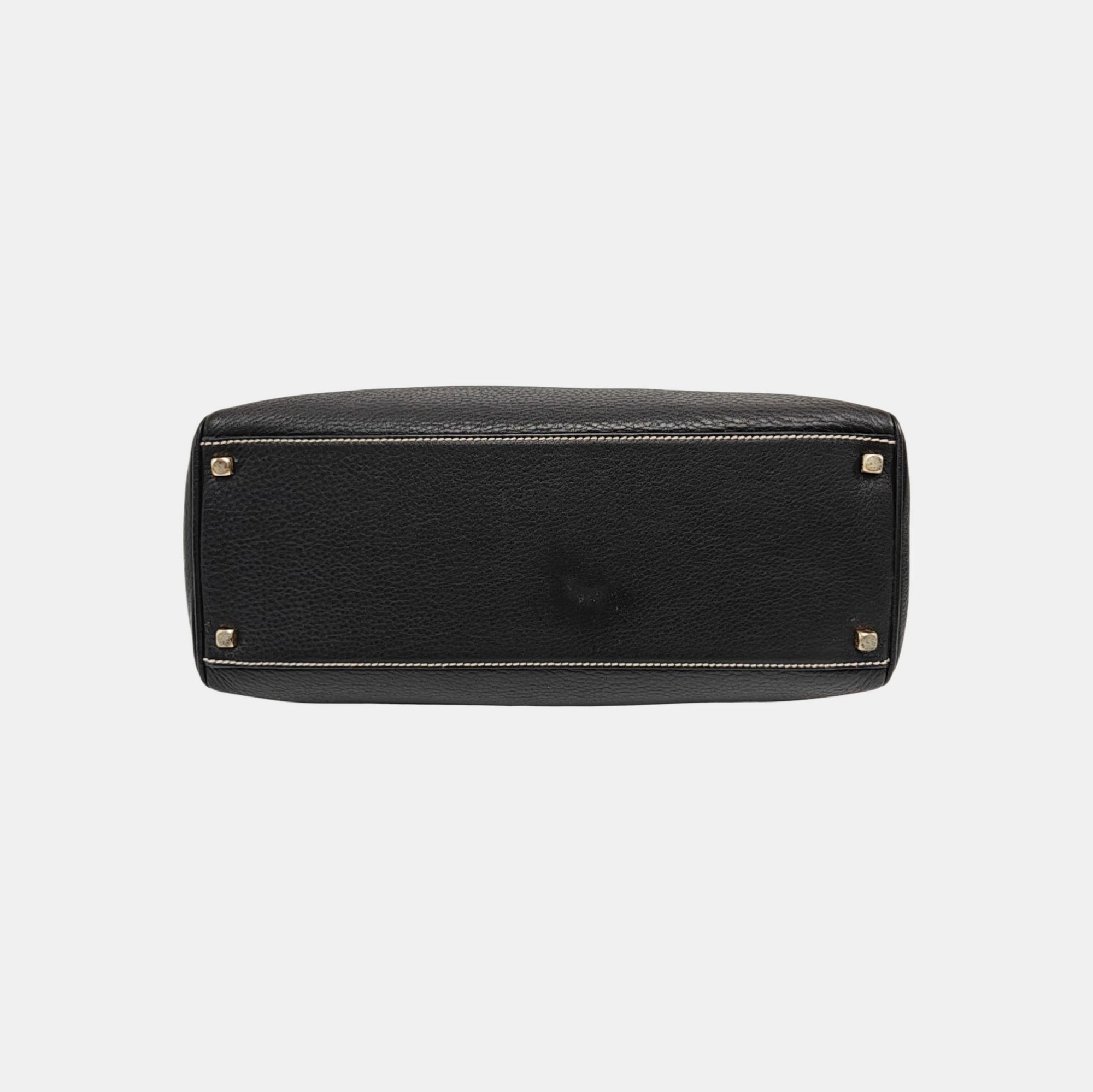 Calfskin Top Handle Bag Black