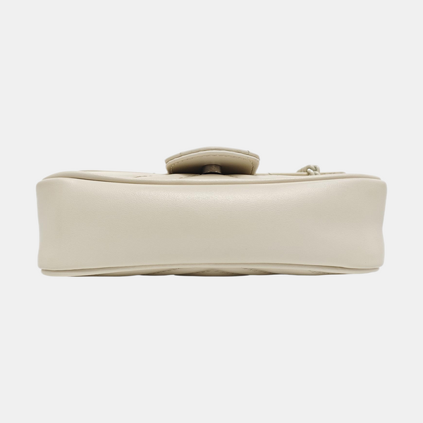 GG Marmont Mini Quilted Calfskin White