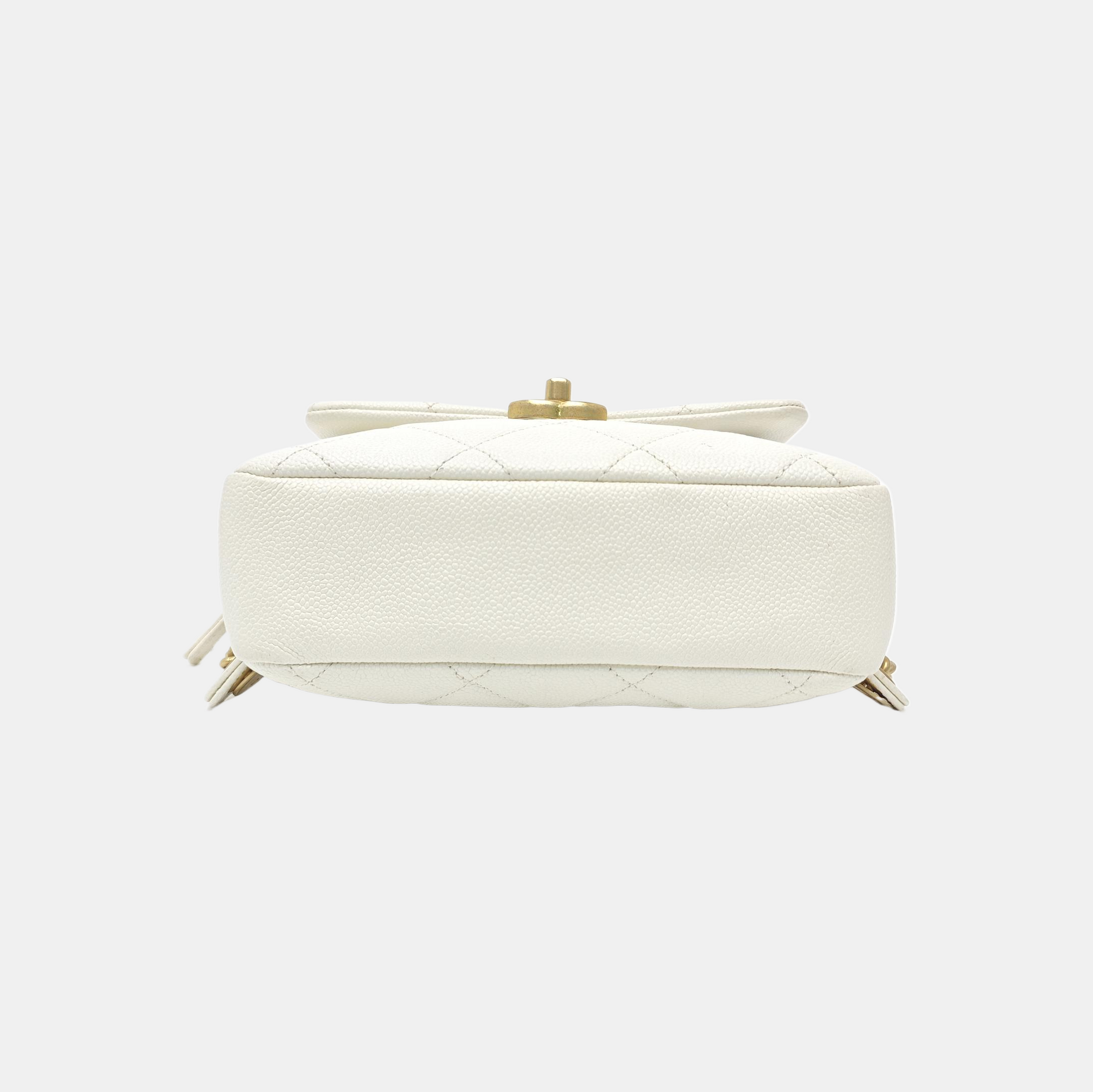 Quilted Grained Calfskin Backpack White