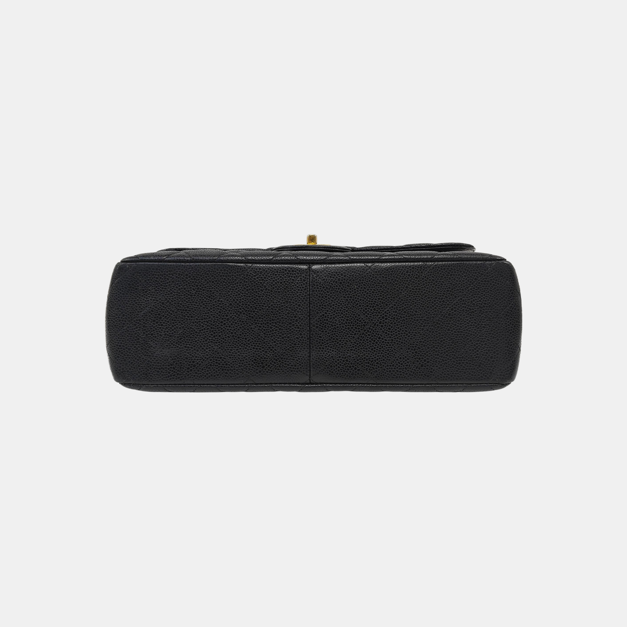 Quilted Grained Calfskin Shoulder Bag Large Black
