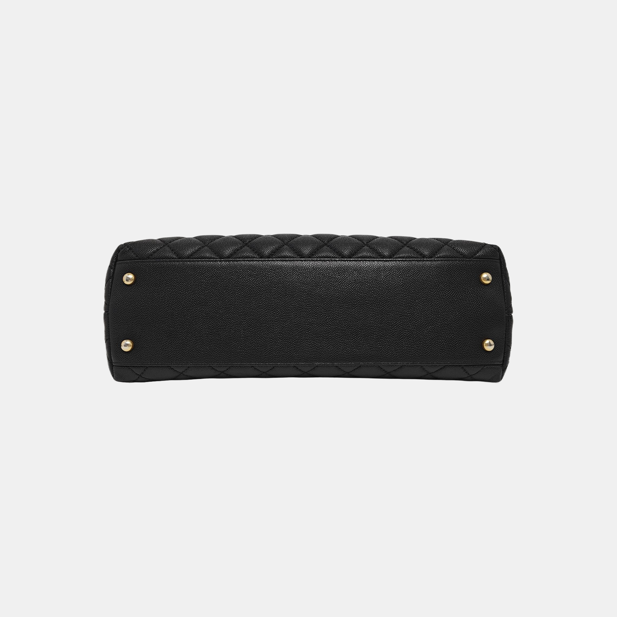 COCO HANDLE Large Quilted Grained Calfskin Black