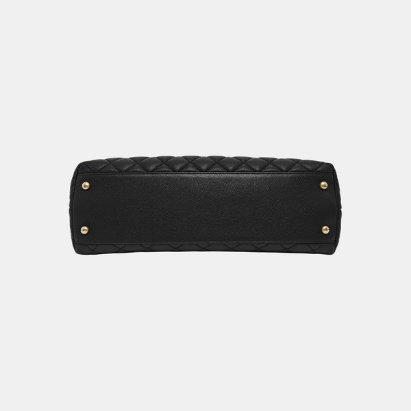 COCO HANDLE Large Quilted Grained Calfskin Black