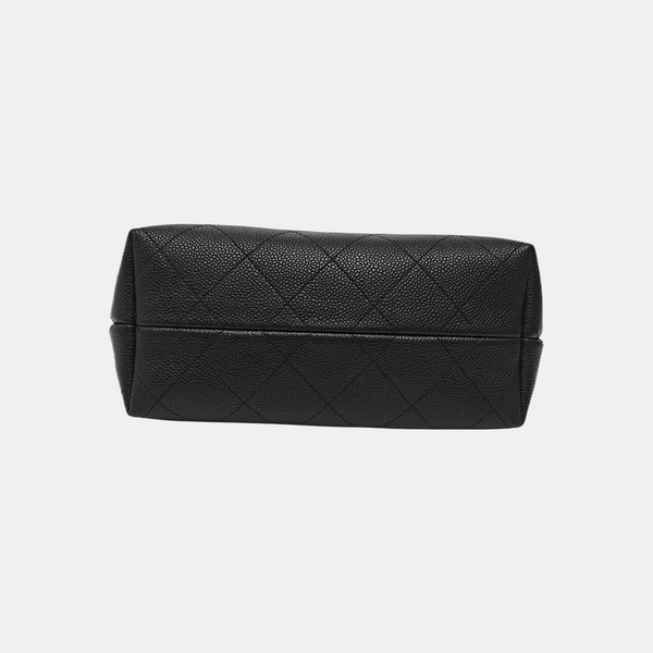 Quilted Grained Calfskin Tote Bag Black