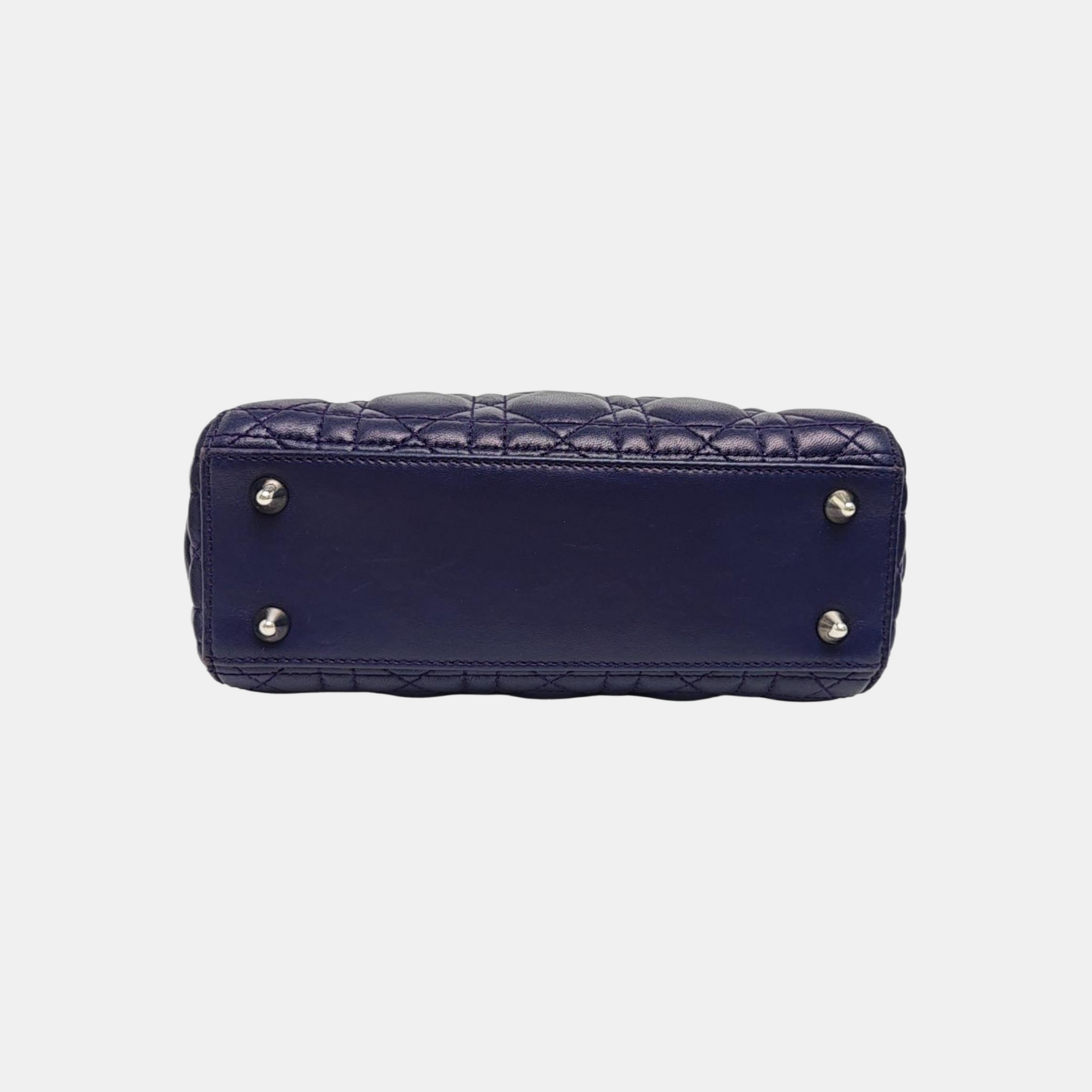 Lady Dior Small Cannage Lambskin Blue