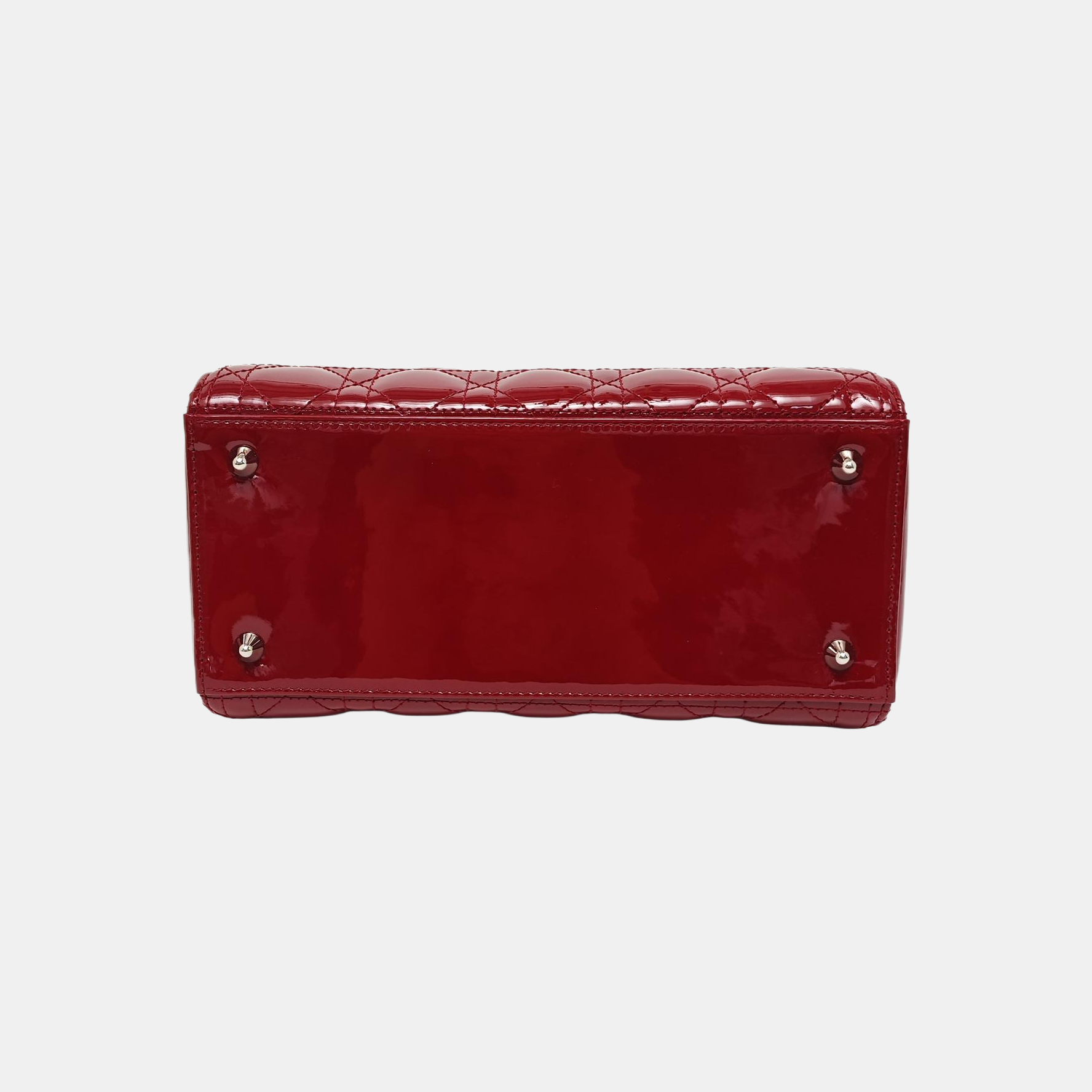 Lady Dior Medium Cannage Patent Leather Red