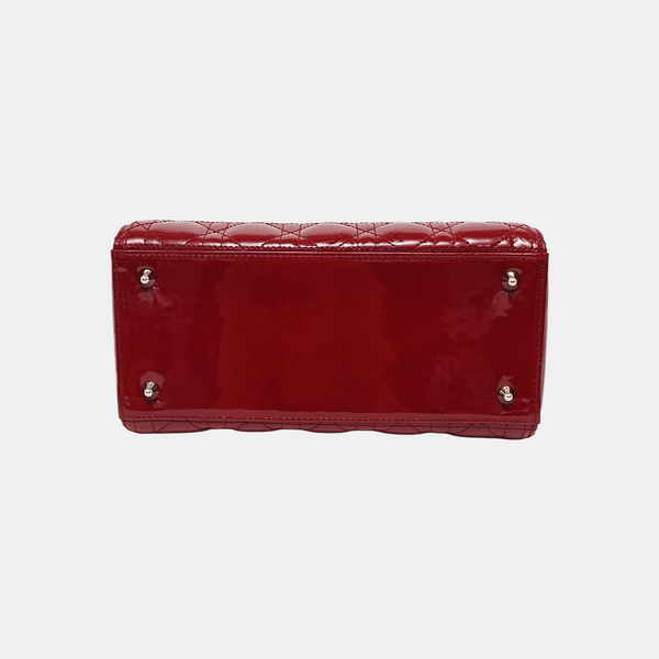 Lady Dior Medium Cannage Patent Leather Red