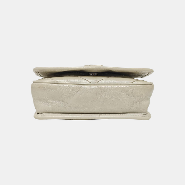 NIKI Mini Chevron Calfskin White