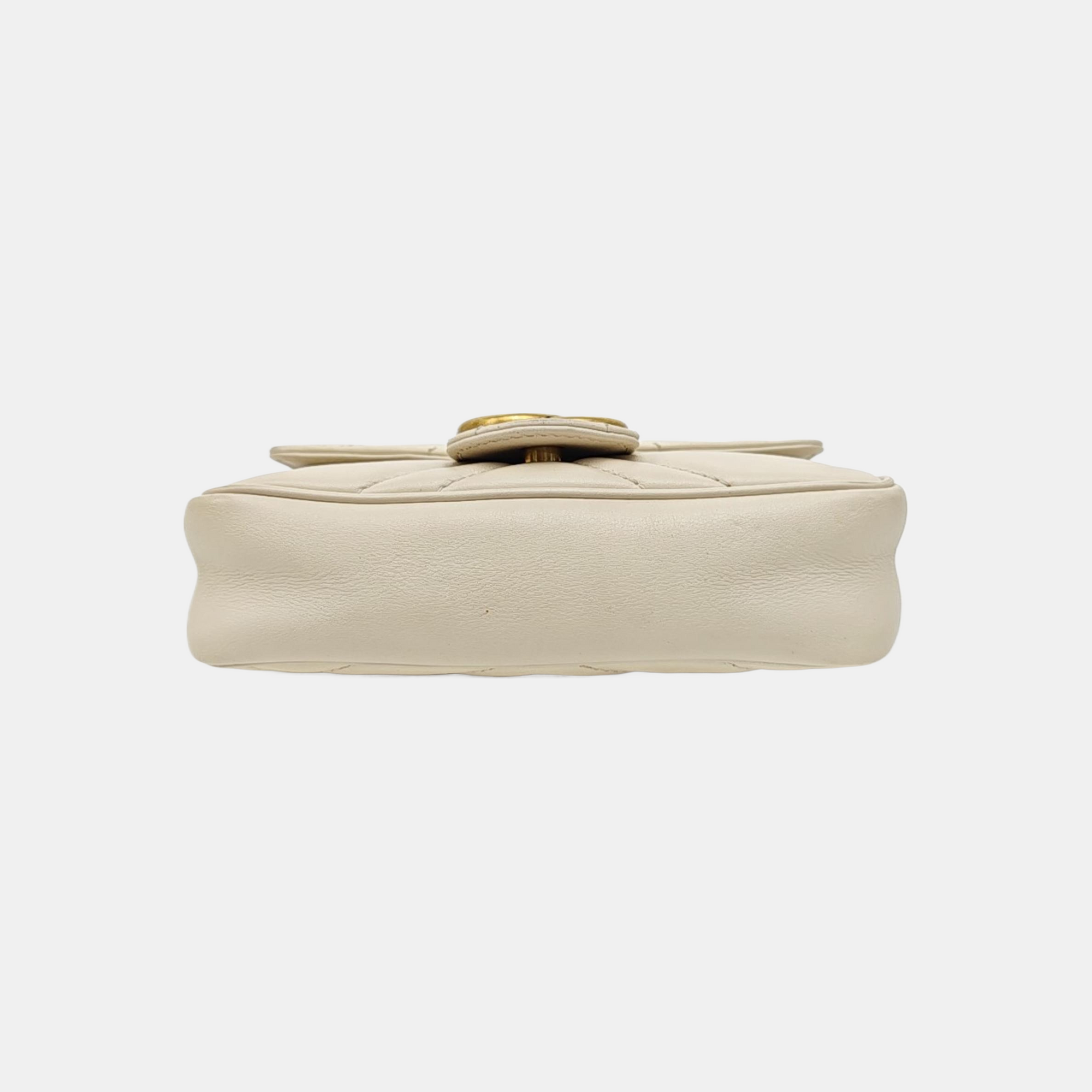 GG Marmont Mini Quilted Calfskin White