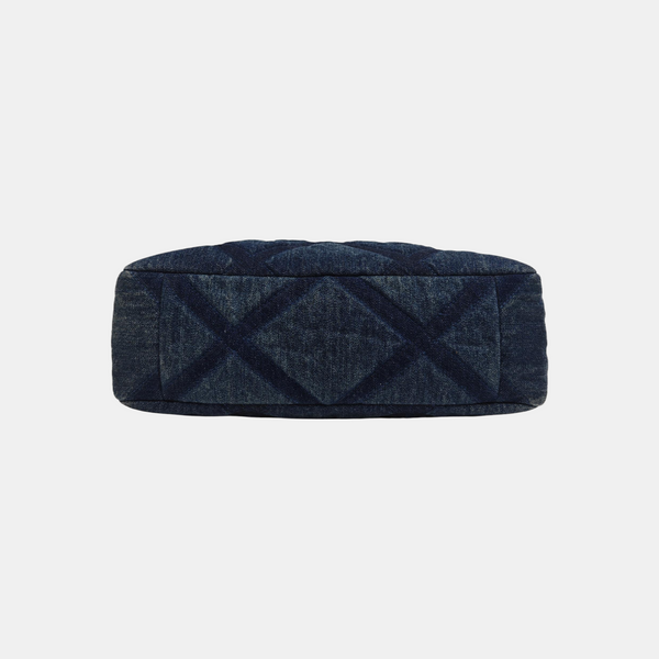 CHANEL 19 Large Quilted Denim Blue
