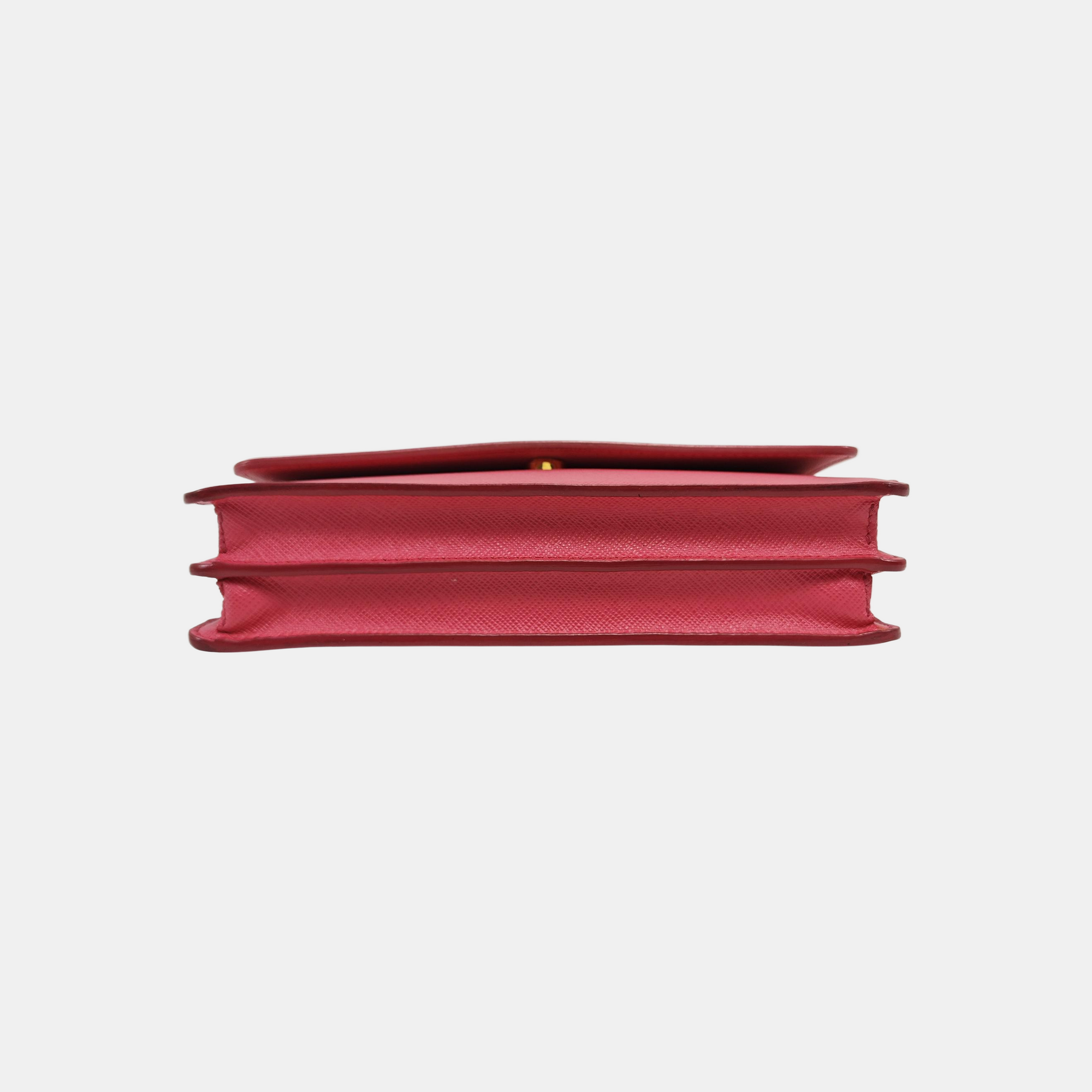 Saffiano Calfskin Shoulder Bag Pink