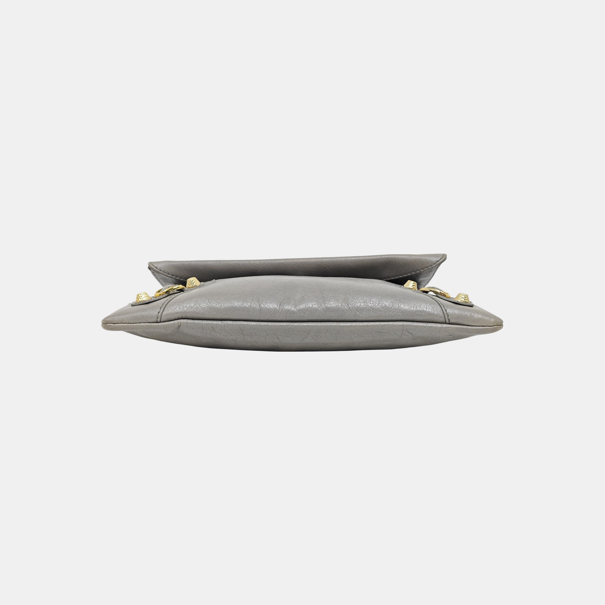 Classic Metallic Edge City Small Calfskin Gray