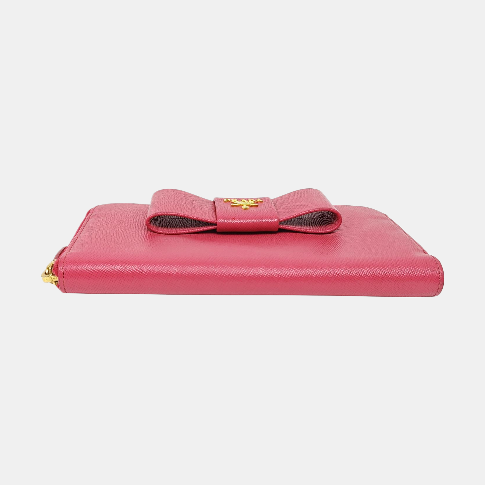 Fiocco Bow Saffiano Calfskin Red Wallet