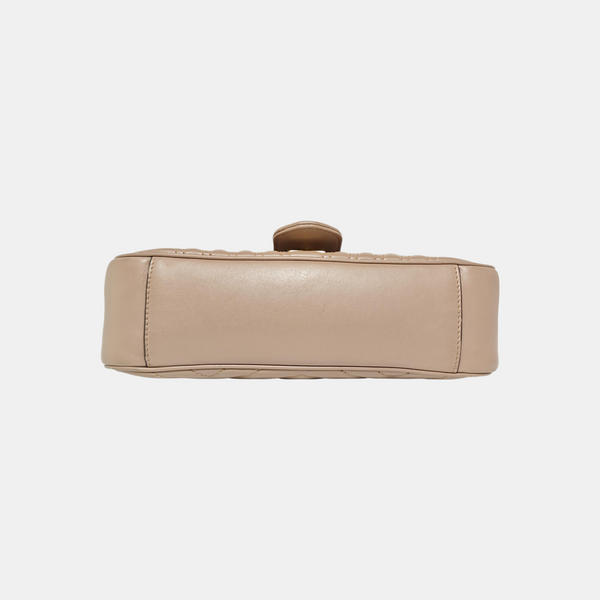 GG Marmont Medium Quilted Calfskin Beige