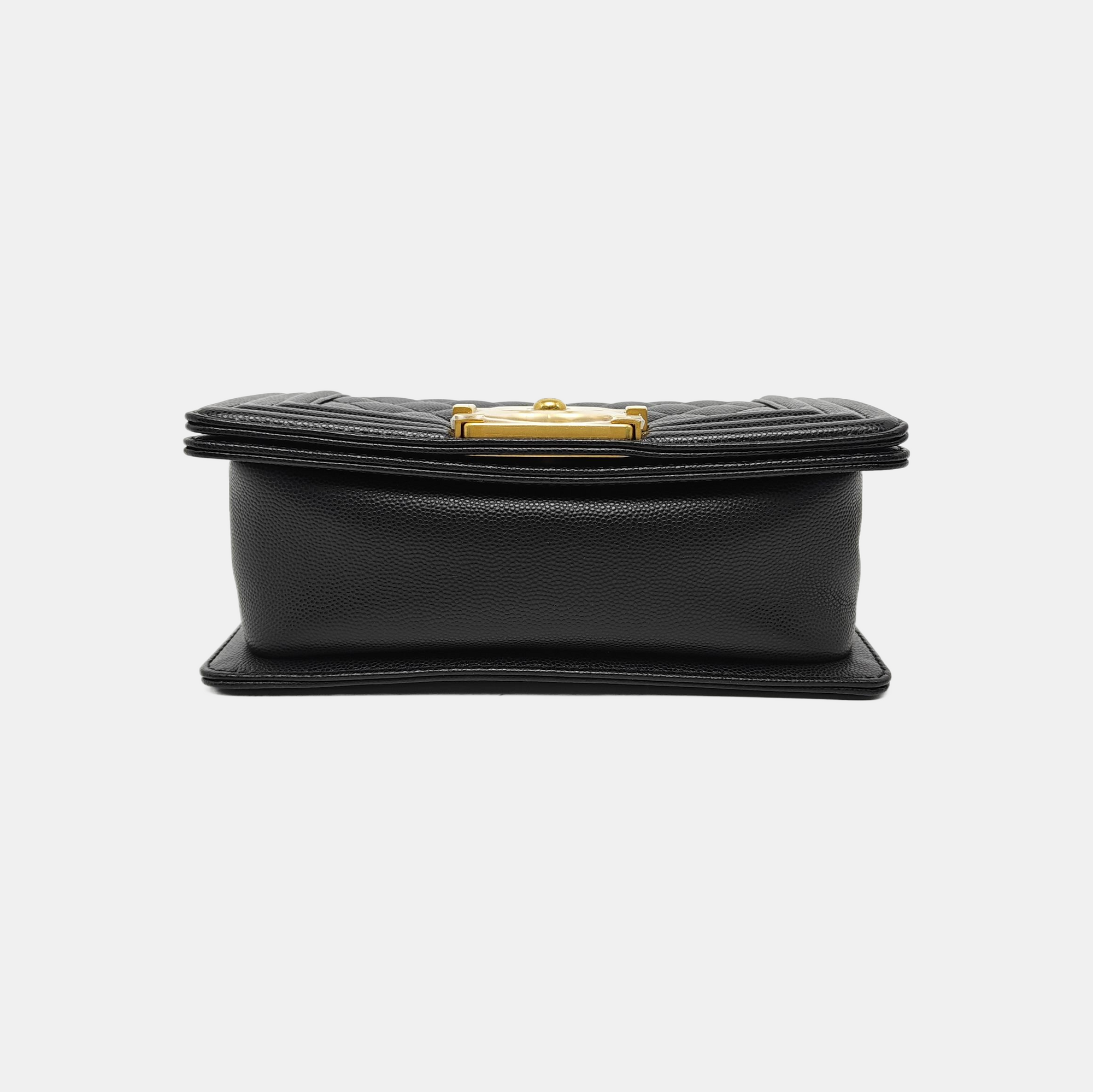 BOY CHANEL Small Quilted Grained Calfskin Black