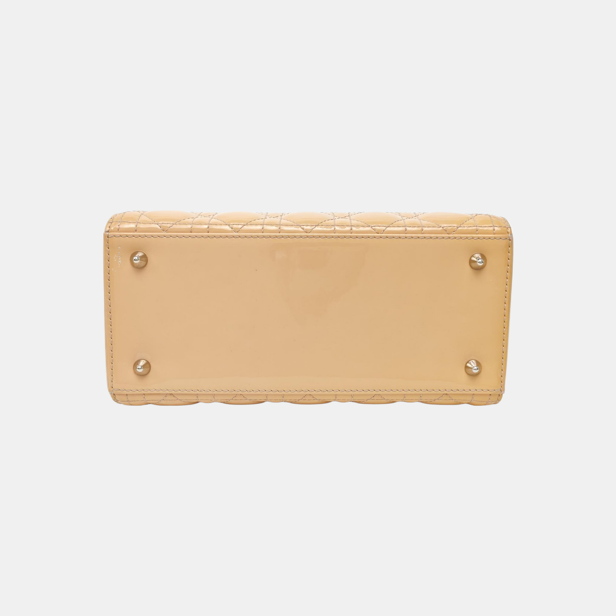 Lady Dior Medium Cannage Patent Leather Beige