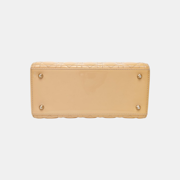 Lady Dior Medium Cannage Patent Leather Beige