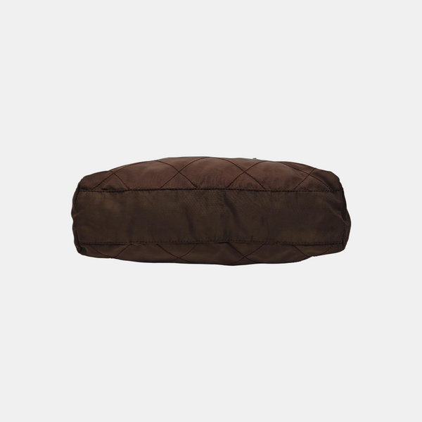 Quilted Nylon Shoulder Bag Brown